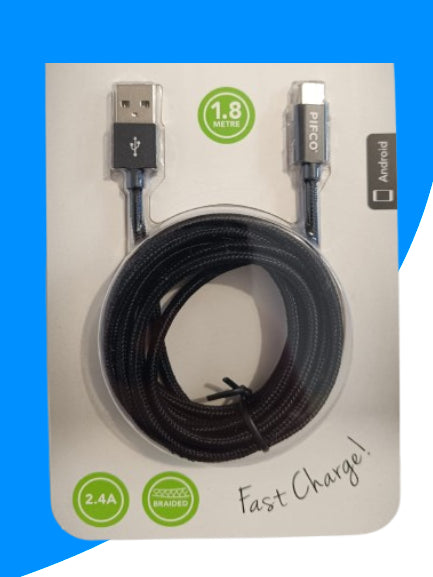 Pifco USB to Type C Charge/Sync Cable 1.8 Metre