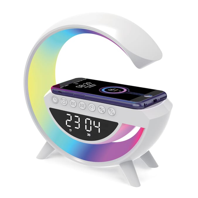 Equatech Rechargeable LED Wireless Charging Speaker with Alarm Clock