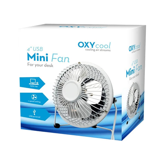 4" USB Mini Desk Fan, Portable, Single-Speed, Adjustable Tilt, Compact Fan