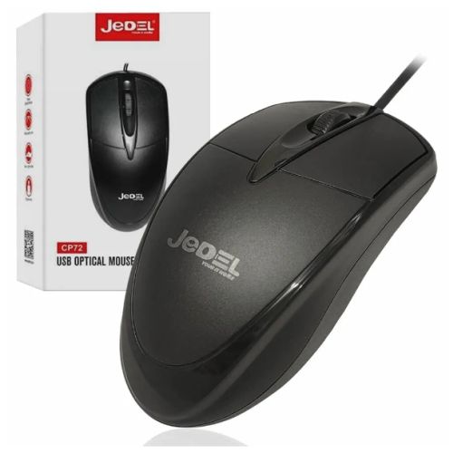 CP72 Wired Optical Mouse, 1000 DPI, USB, Black